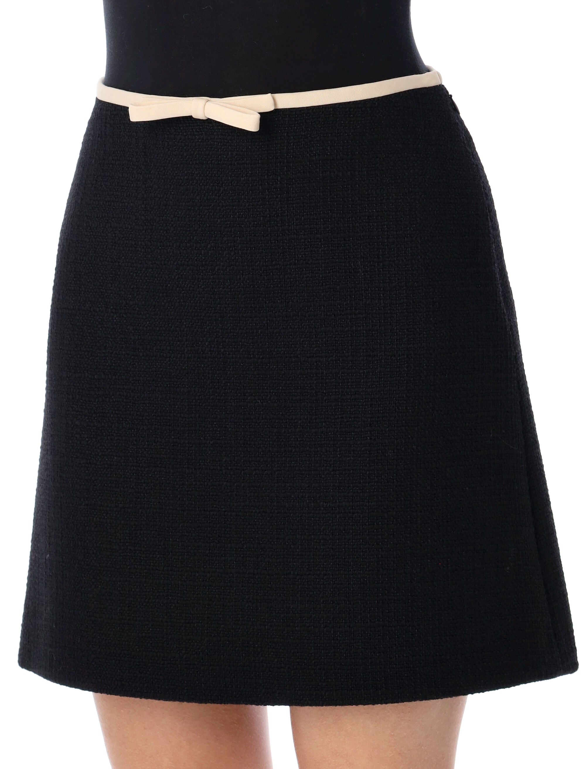 VALENTINO GARAVANI Mini Wool Tweed Skirt with Crepe Couture Bow