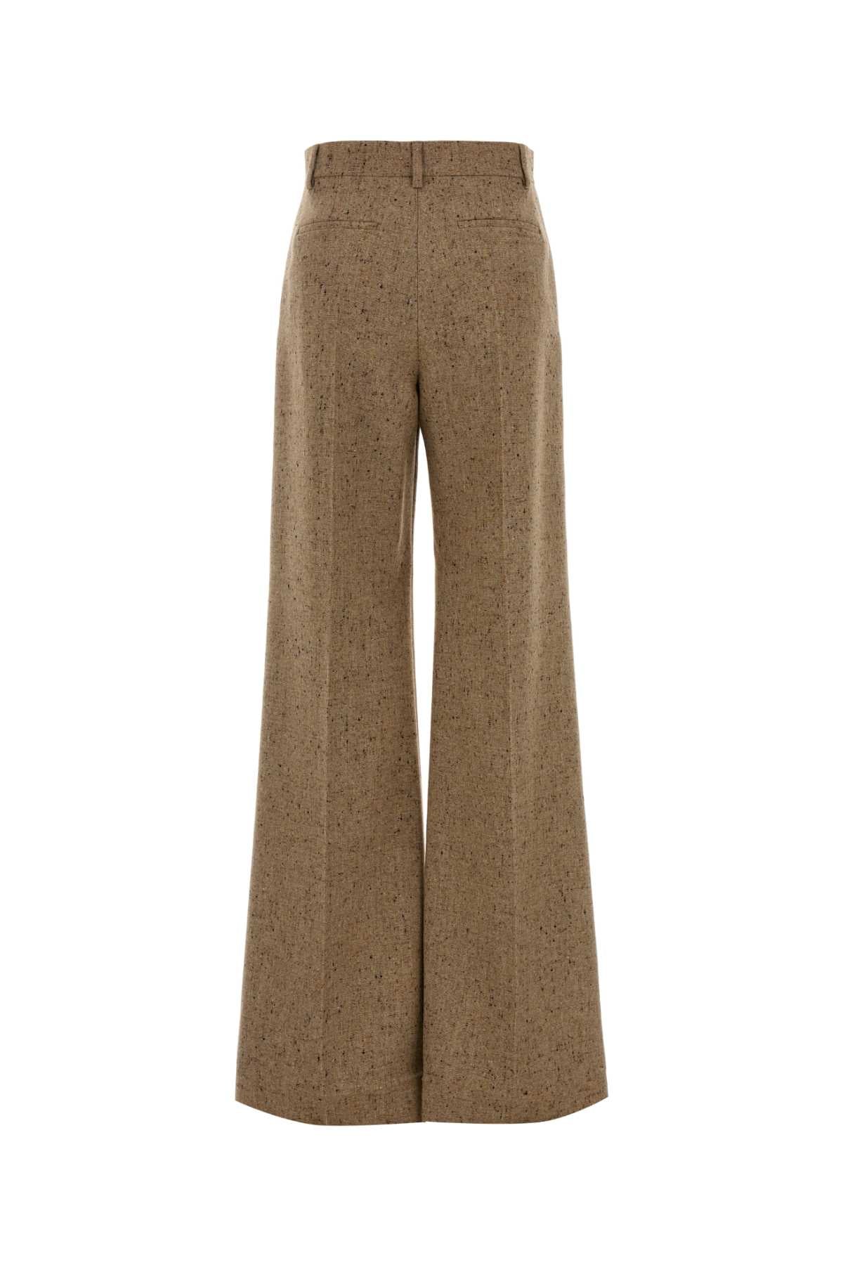 VALENTINO GARAVANI Melange Sand Wool Palazzo Pant for Women