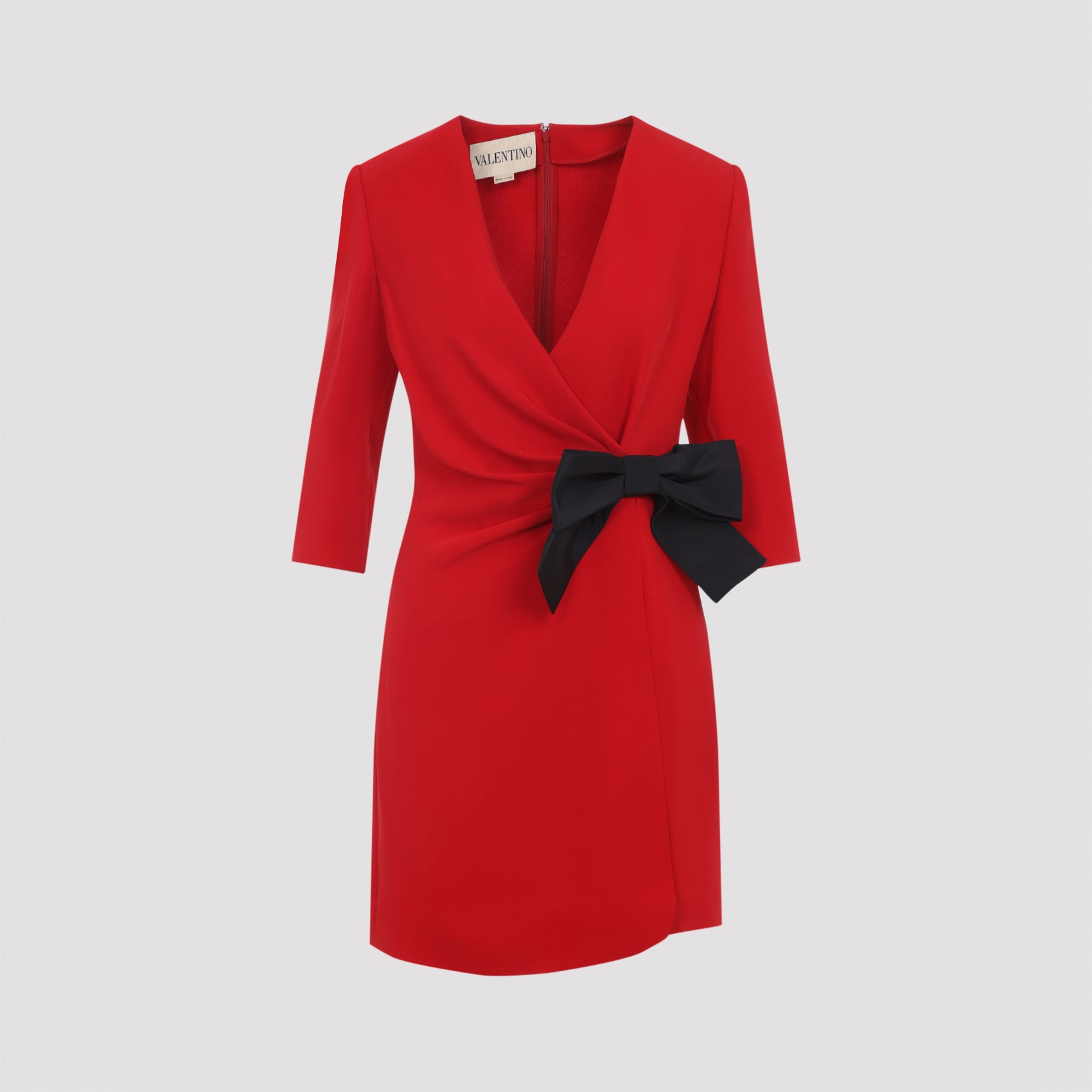 VALENTINO Wrap Mini Dress with Bow Embellishment