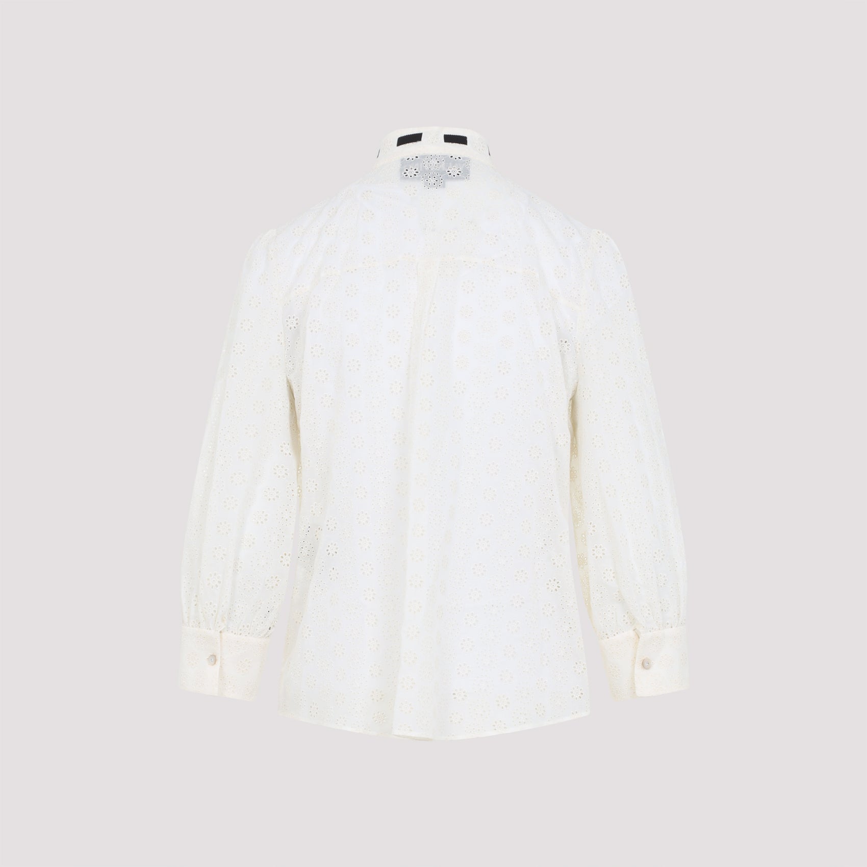 VALENTINO Embroidered Button-Up Shirt with Bow-Tie Collar