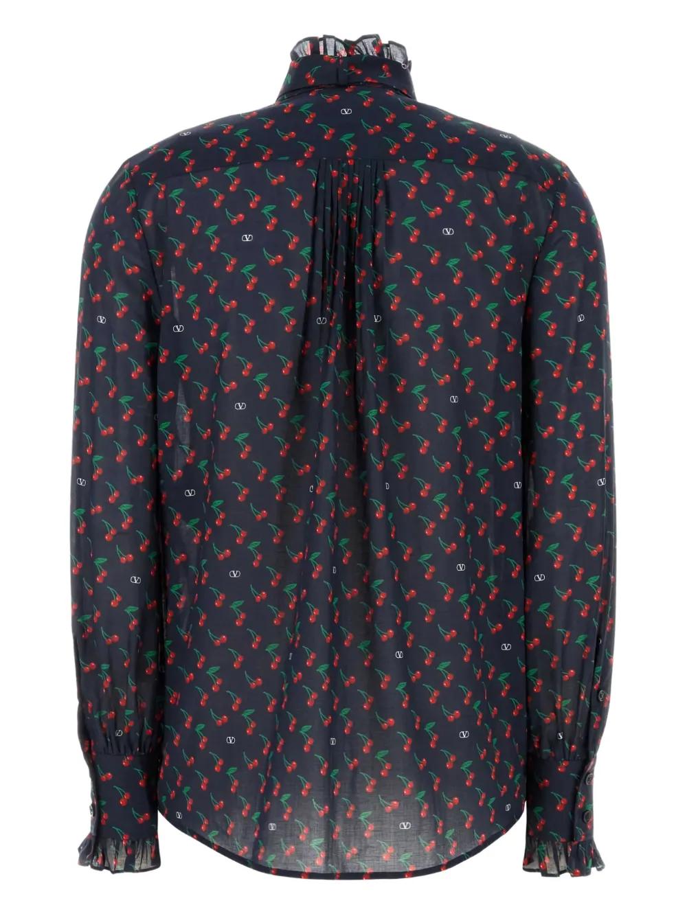 VALENTINO Cherry Print Ruffled Shirt
