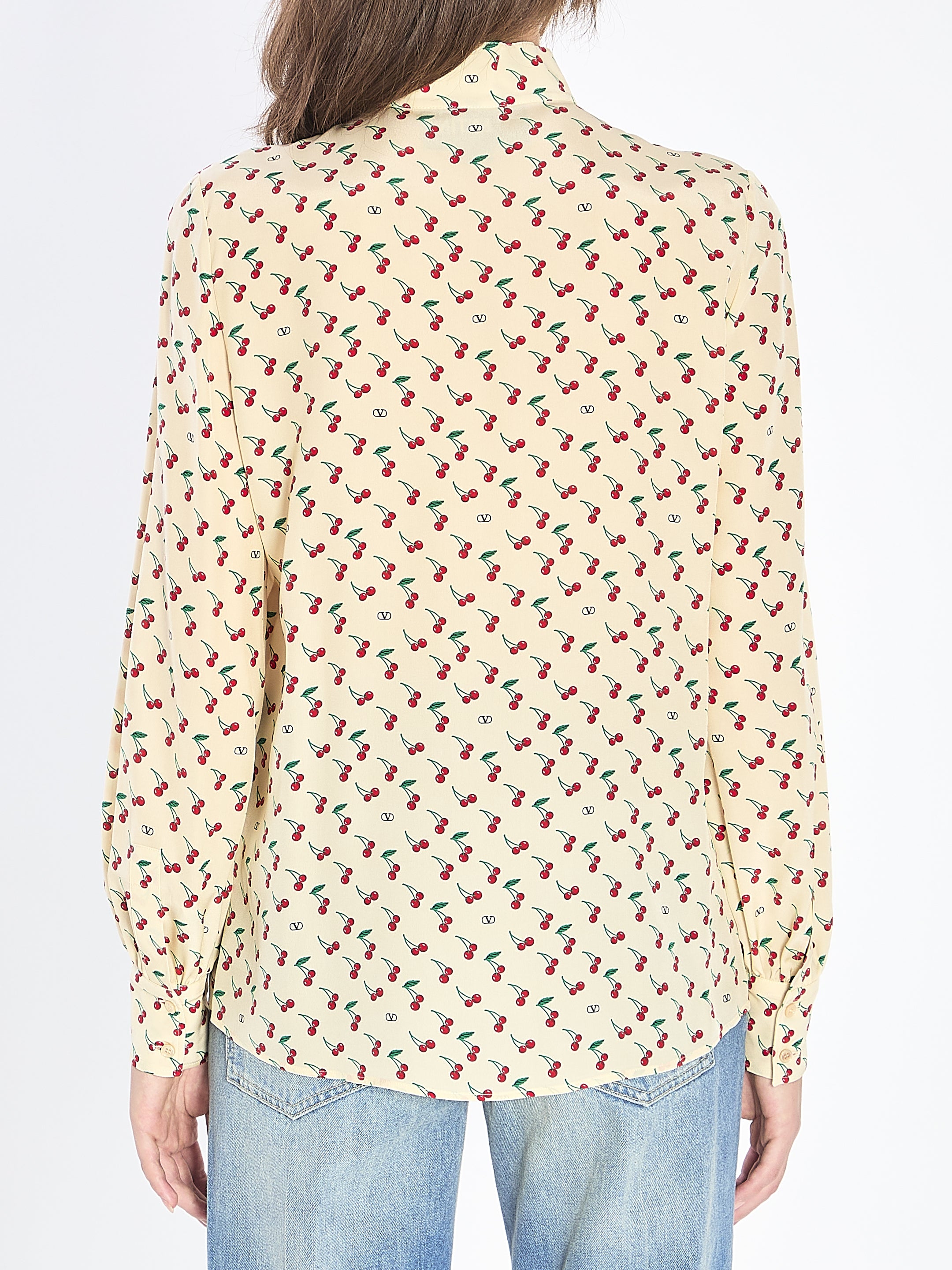 VALENTINO GARAVANI Cherry-Print Silk Crepe Shirt - Size IT 40
