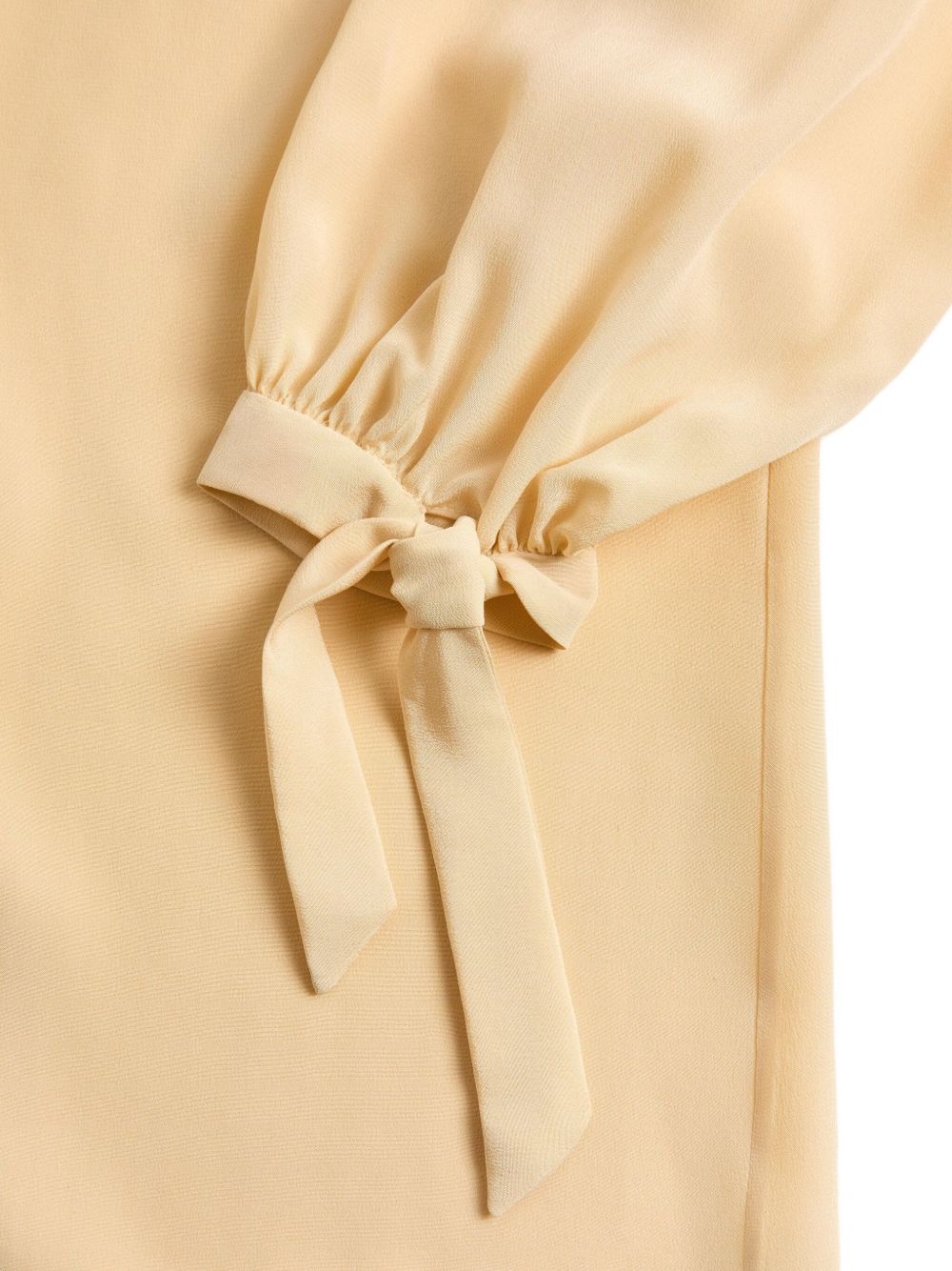 VALENTINO Crepe of Chine Blouse with Pussybow and Fringe Detail