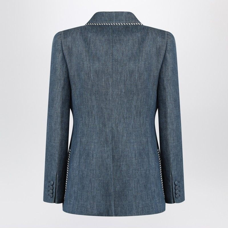 VALENTINO Double-Breasted Jacket in Chambray Denim