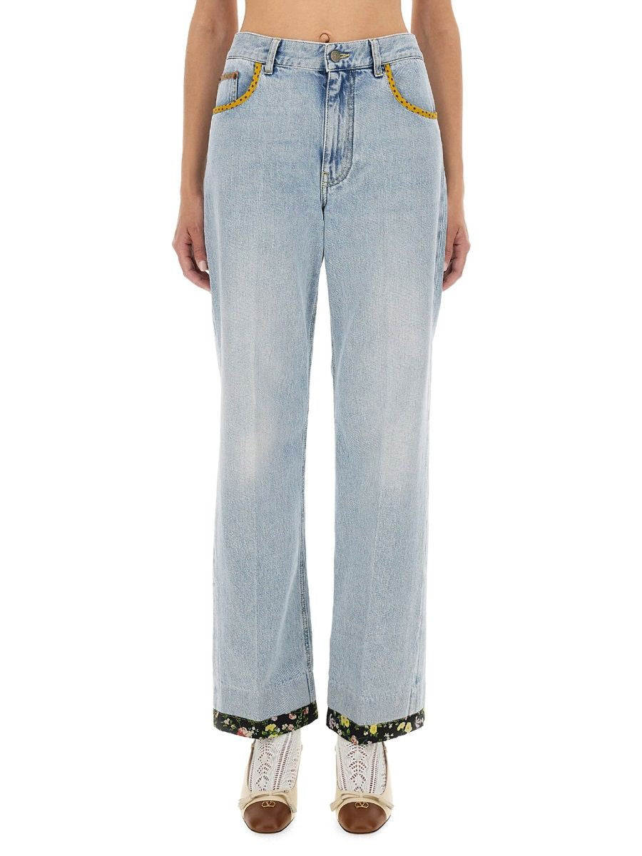 VALENTINO Embroidered Straight Fit Denim Pants - Size 26
