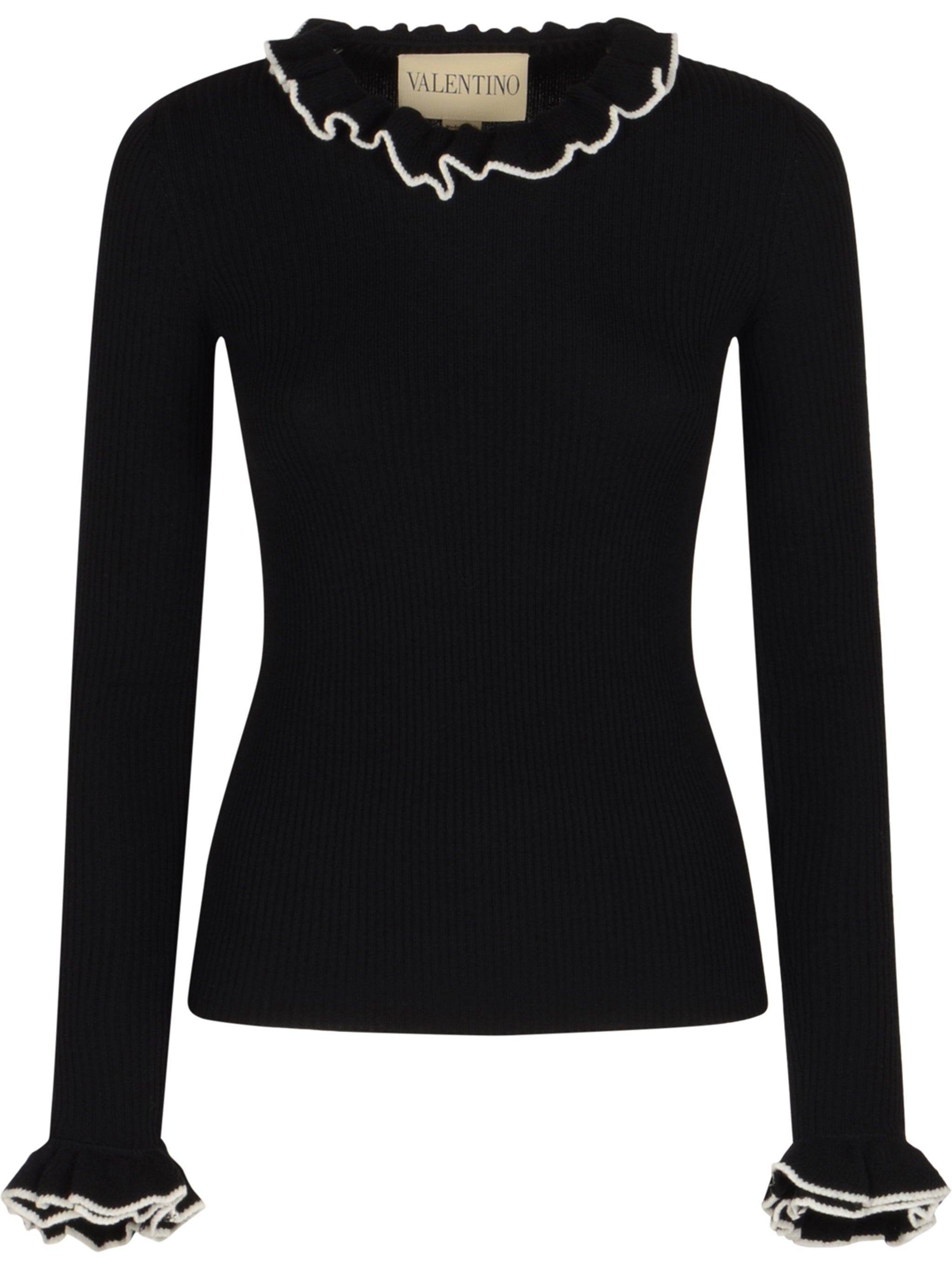 VALENTINO GARAVANI Ribbed Sweater with Ruffles