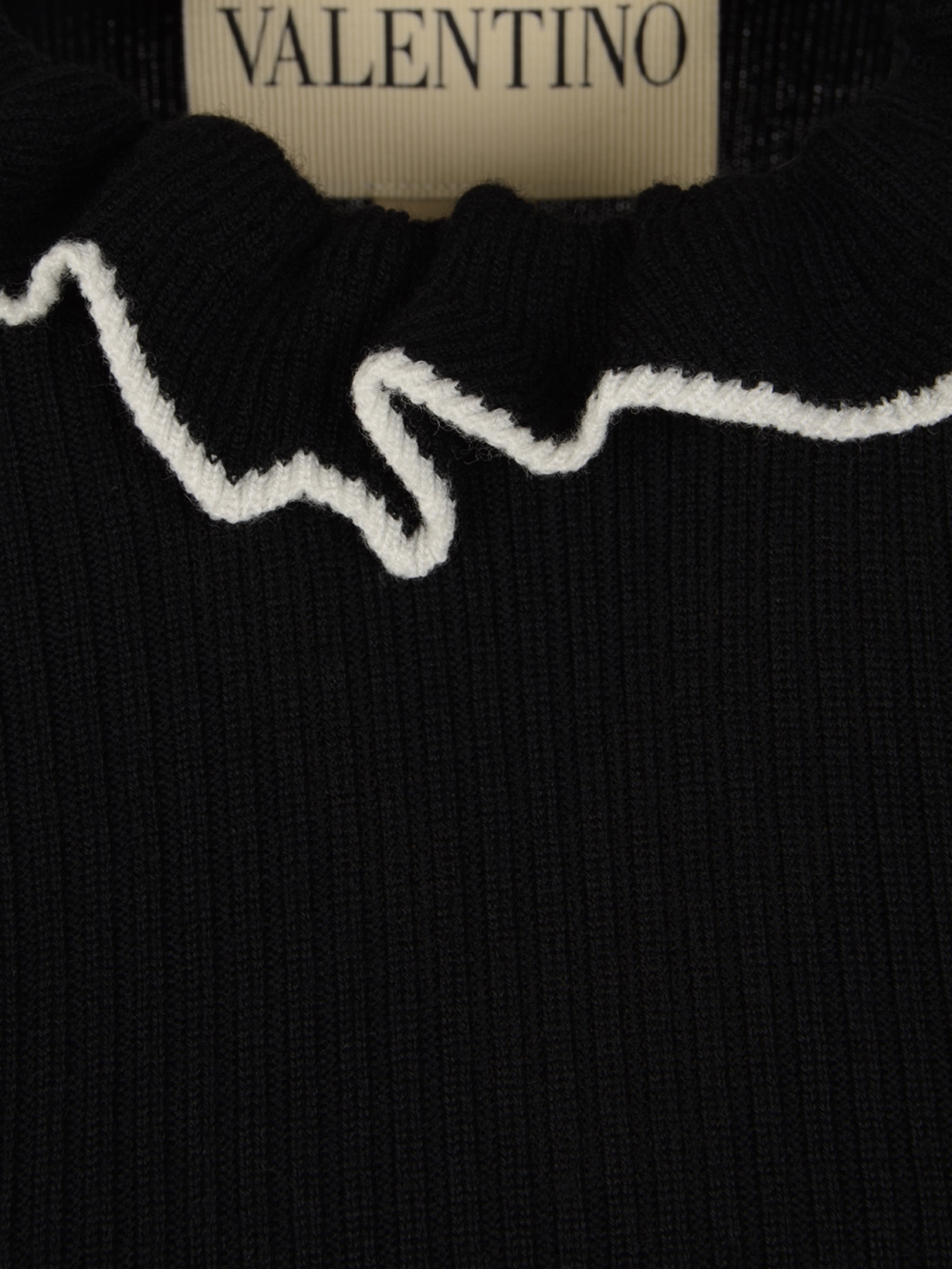VALENTINO GARAVANI Ribbed Sweater with Ruffles
