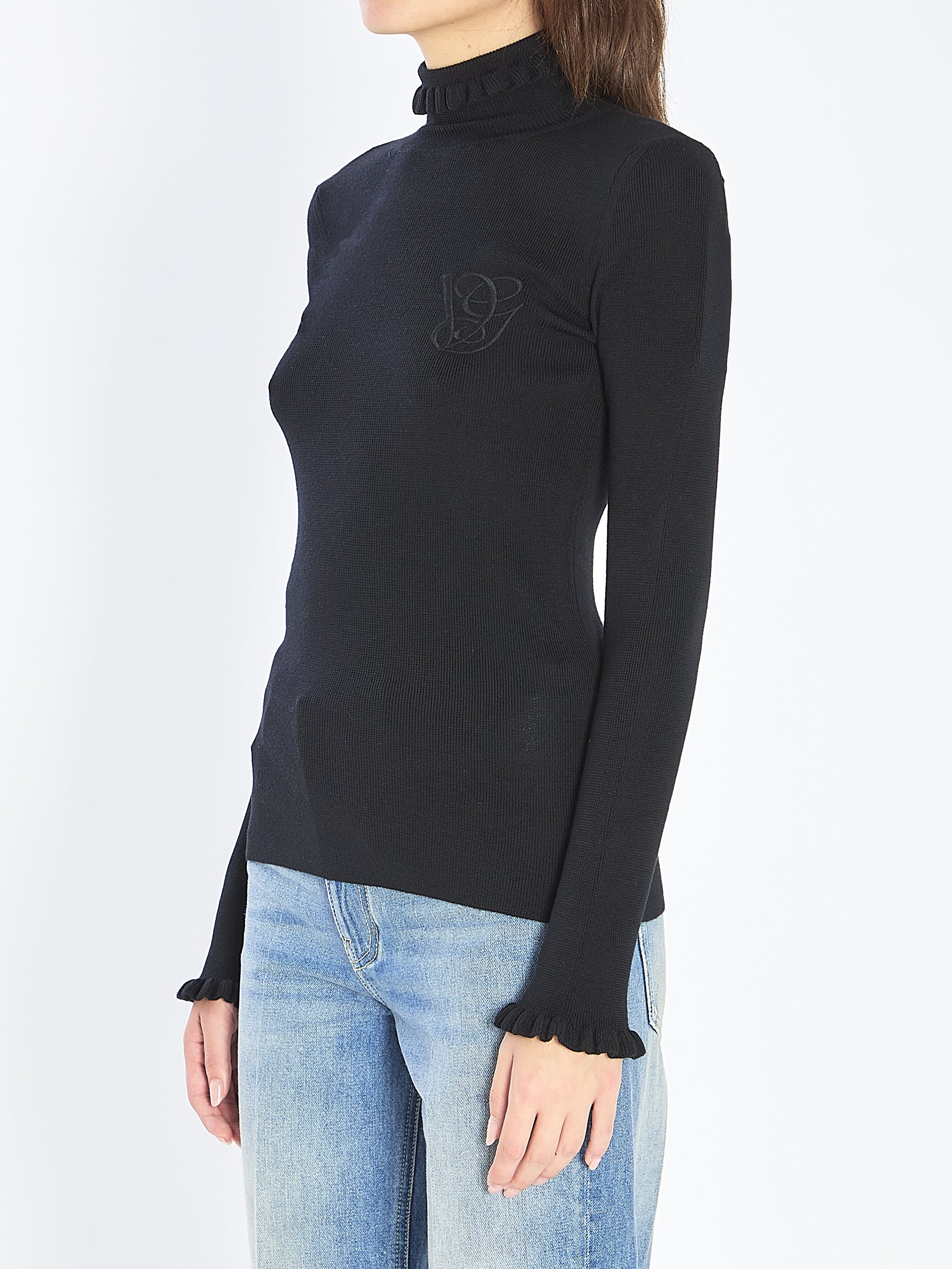 VALENTINO GARAVANI Women's Turtleneck Sweater with Ruffle Details - Slim Fit