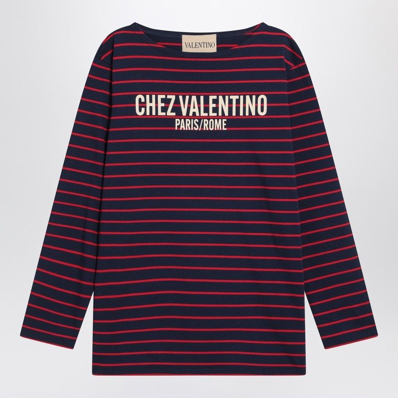 VALENTINO Chic Striped Long Sleeve T-Shirt
