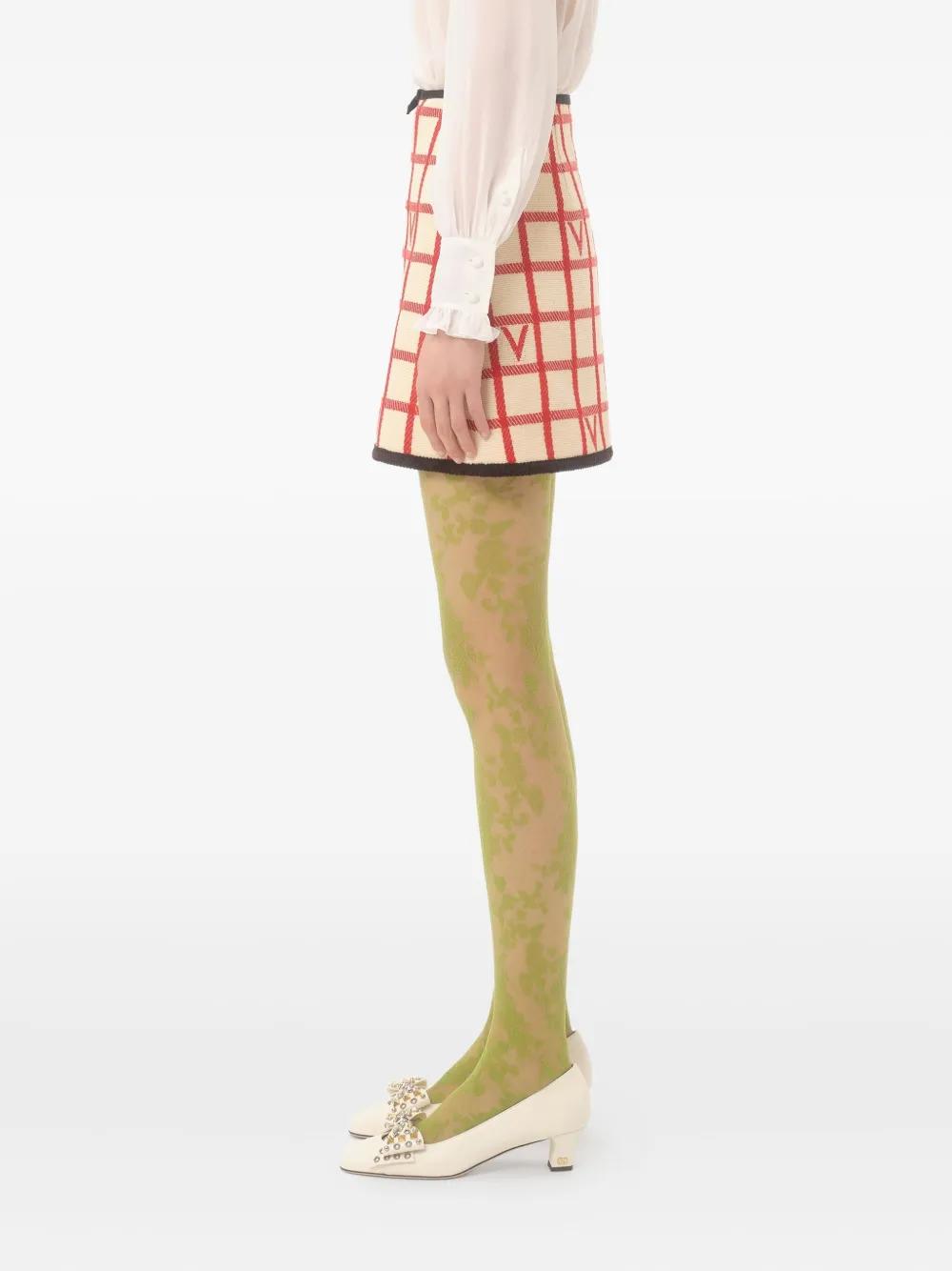 VALENTINO Elegant Grid-Patterned Mini Skirt