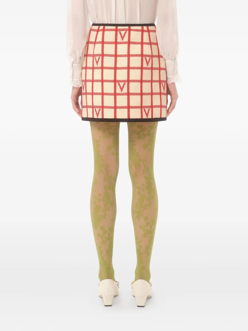 VALENTINO Elegant Grid-Patterned Mini Skirt