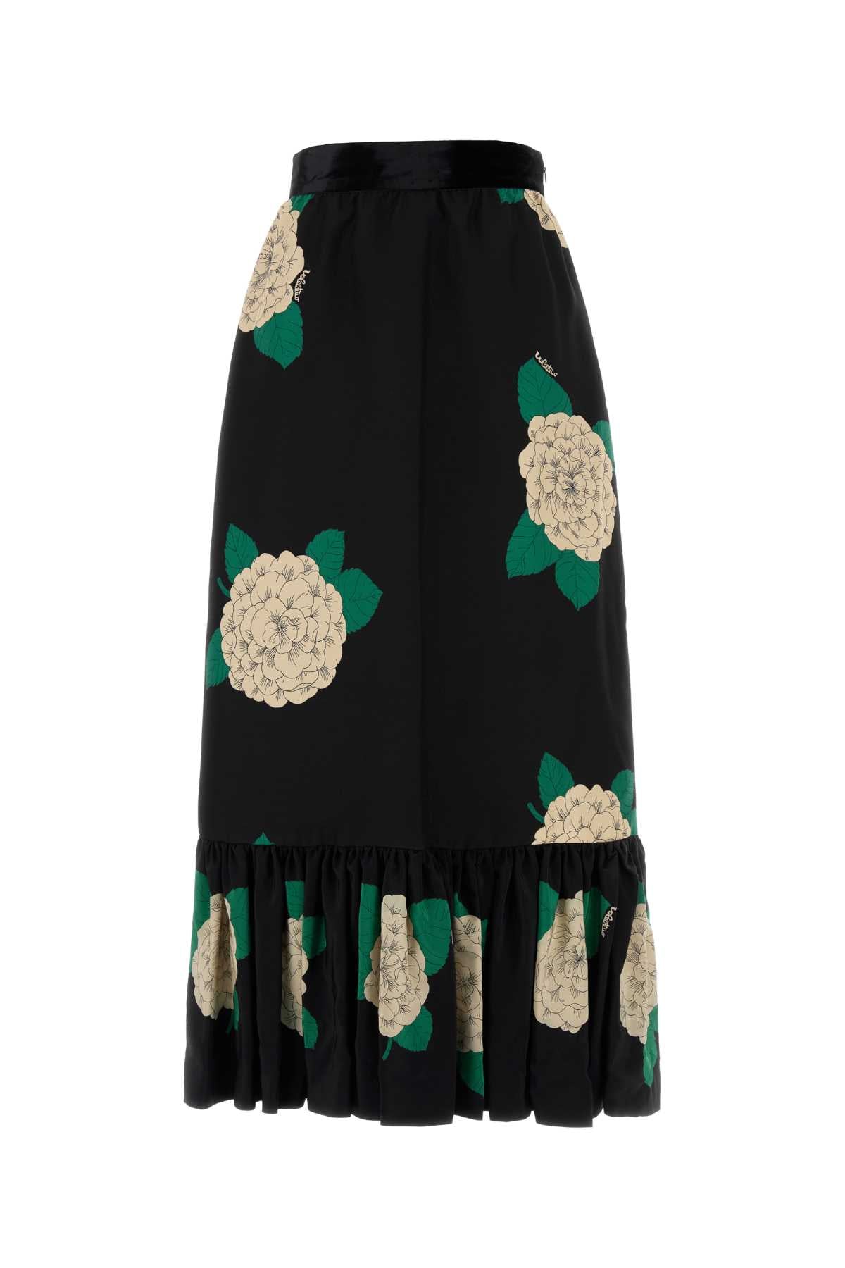 VALENTINO GARAVANI Floral Printed Wool Blend Skirt
