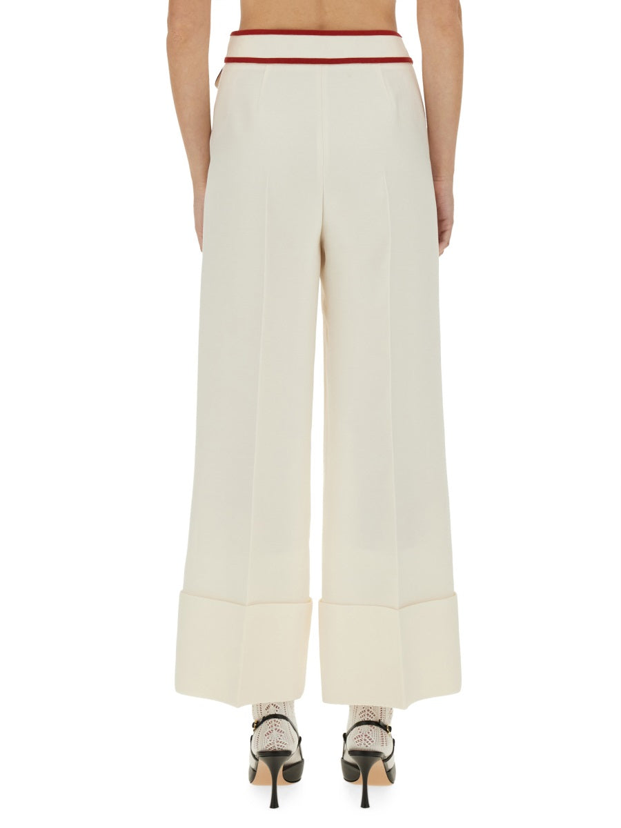 VALENTINO Elegant Trousers with Gold V Detail - FW25