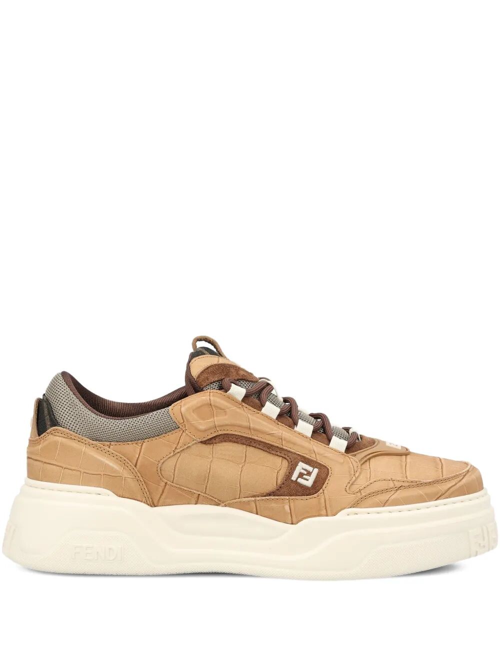 FENDI Crocodile-Print Leather Force Sneakers for Men