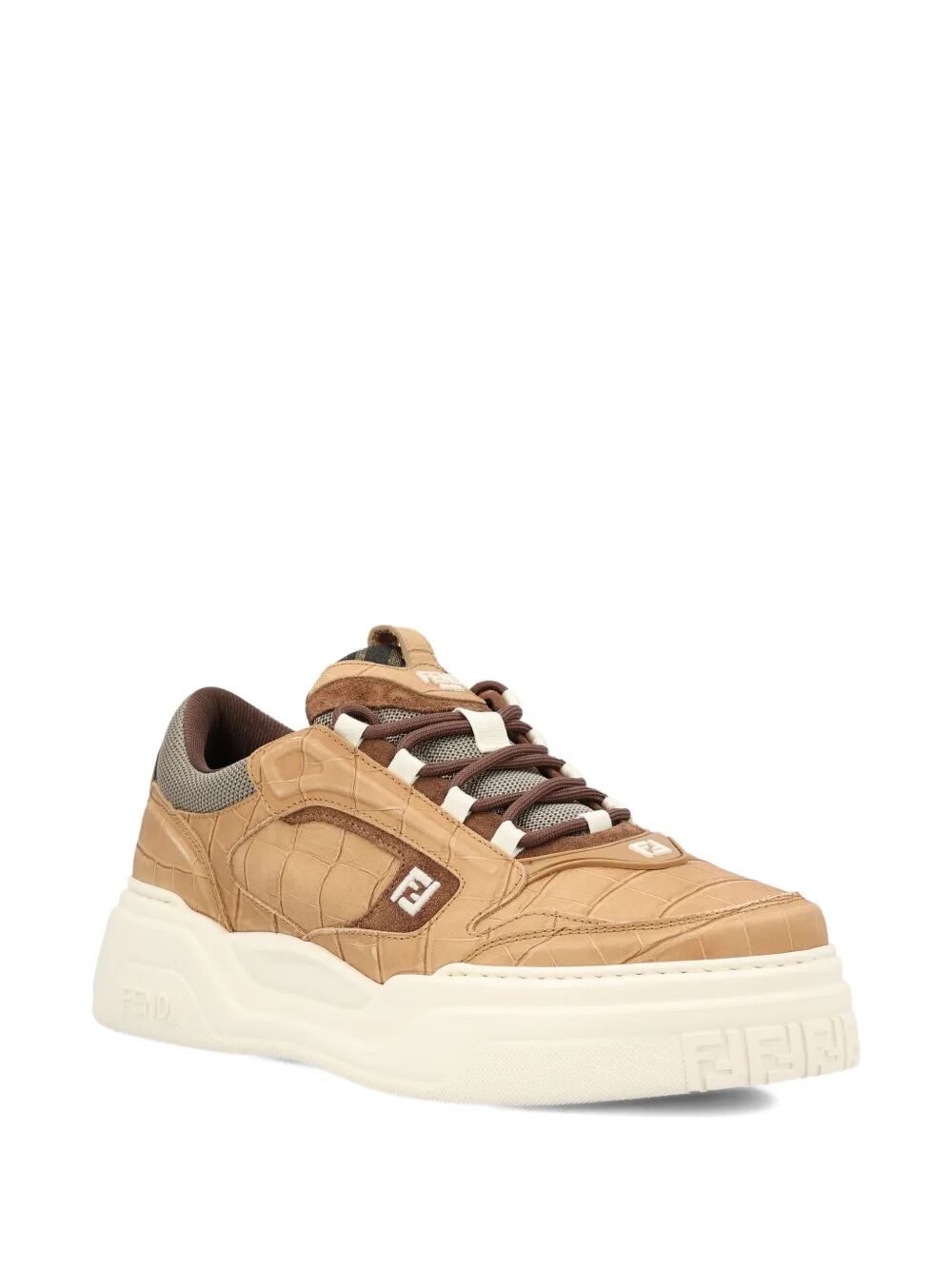 FENDI Crocodile-Print Leather Force Sneakers for Men