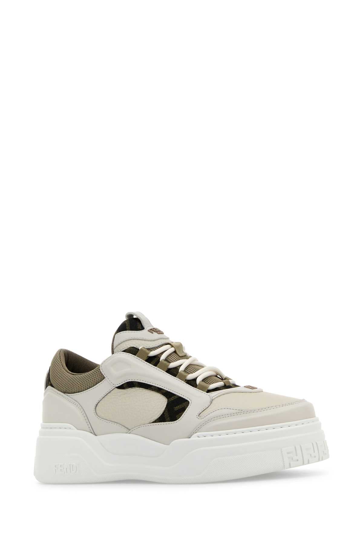 FENDI Multicolor Leather and Canvas FORCE Sneaker