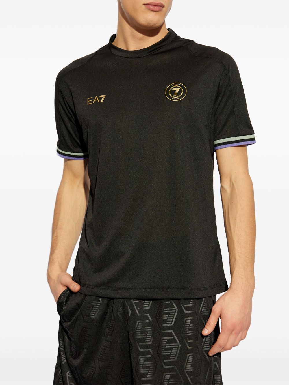 EA7 Logo T-Shirt with Stripe Detailing - Men's Crew Neck, SS25