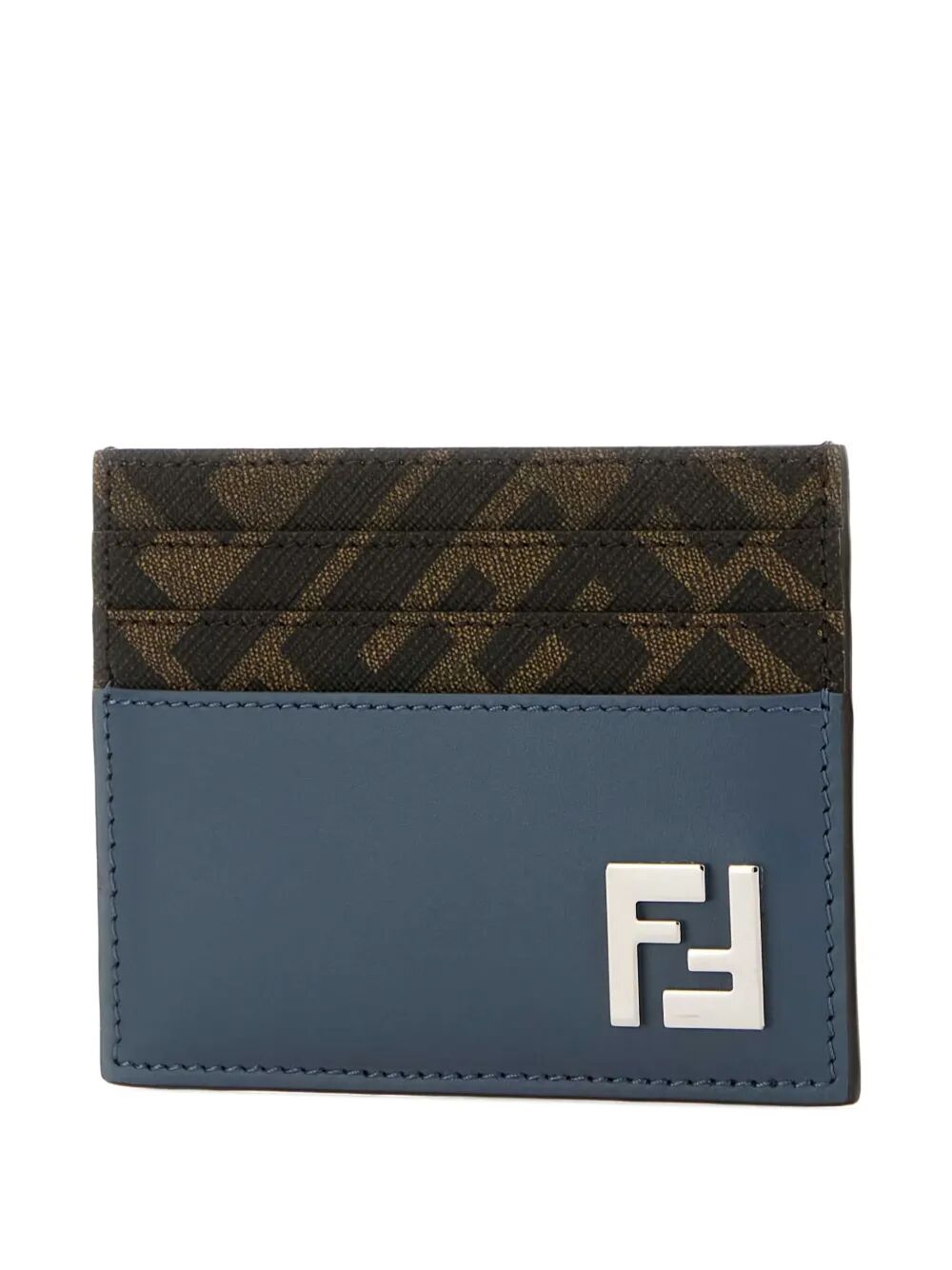 FENDI Leather and Canvas Squared Card Holder