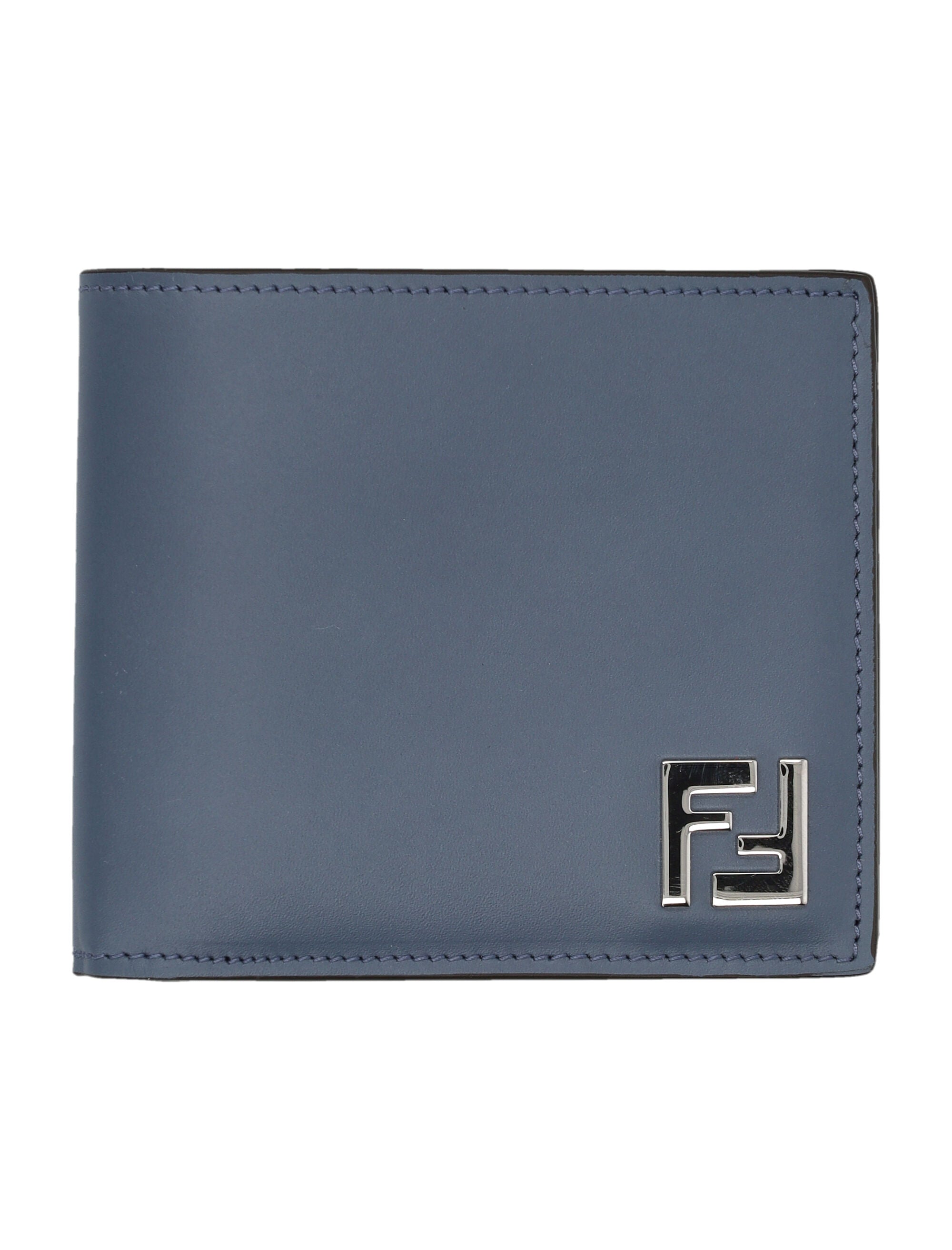 FENDI Men's Leather and Canvas Compact Bi-Fold Mini Wallet