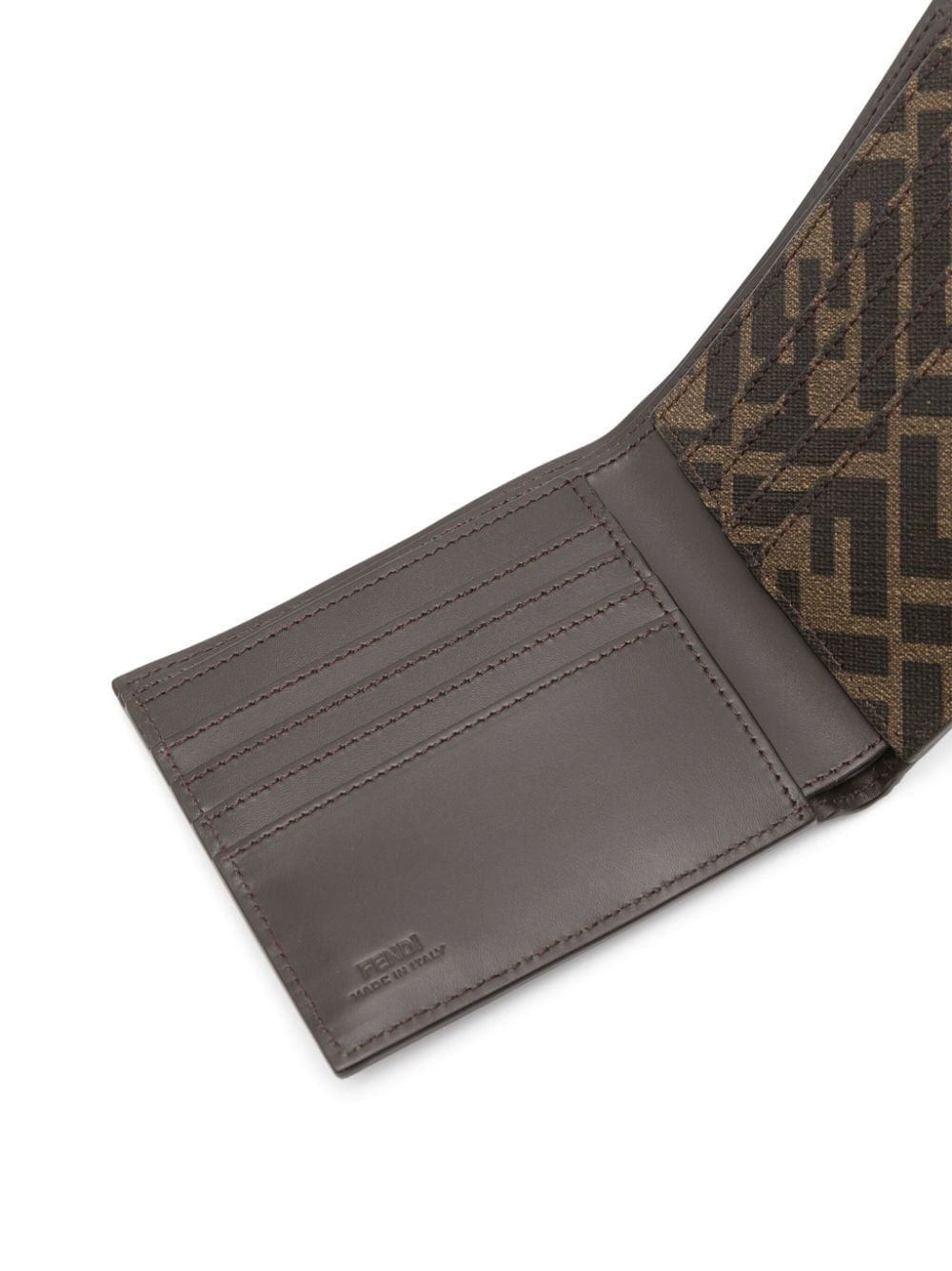 FENDI FF Leather and Canvas Mini Bi-Fold Wallet
