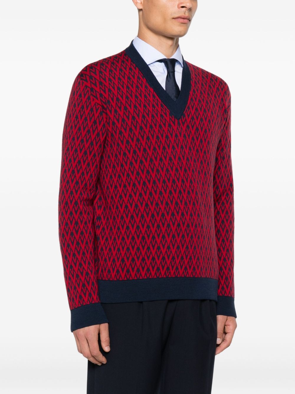 VALENTINO GARAVANI Regular Fit Wool Sweater with Jacquard Pattern - Size M