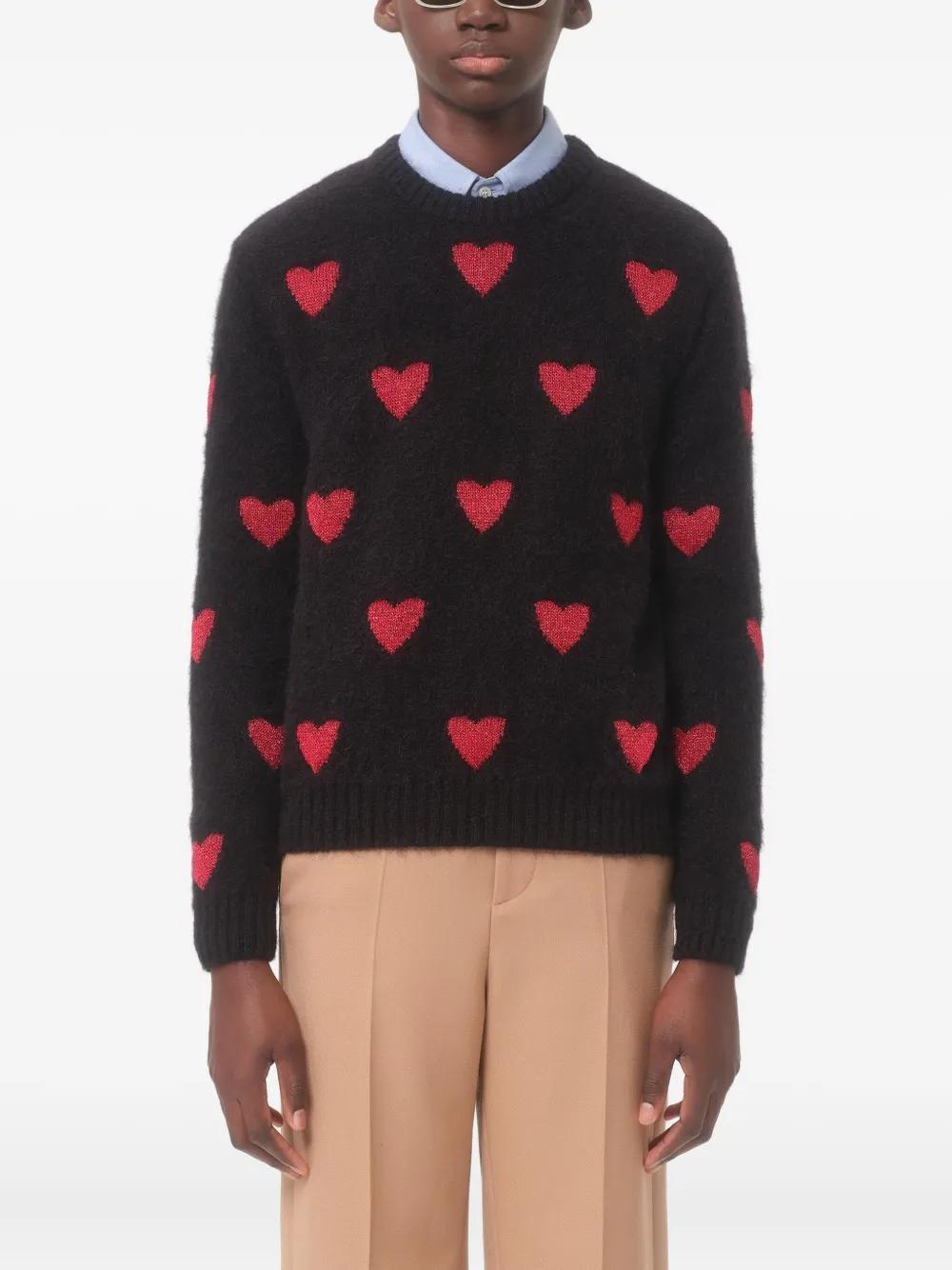 VALENTINO Heart Jacquard Pattern Sweater - Oversized Fit