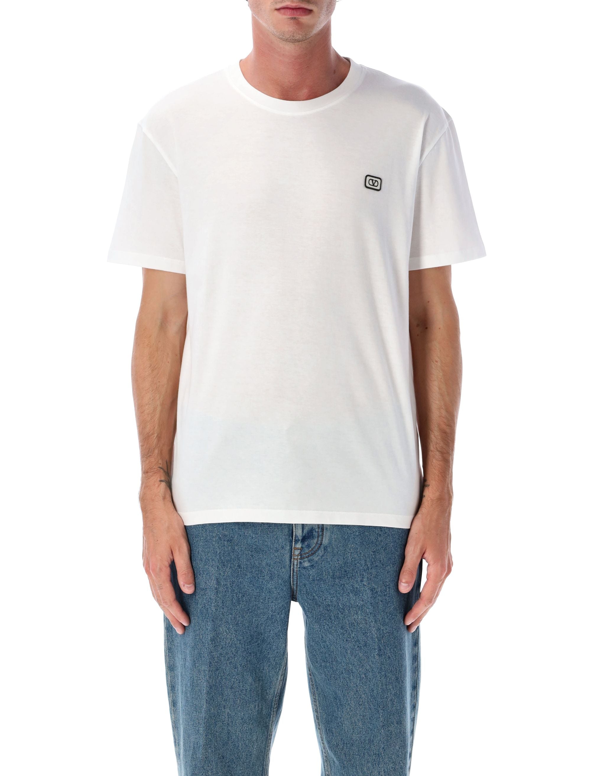 VALENTINO GARAVANI Men's Regular Fit Cotton T-Shirt with Vlogo Patch