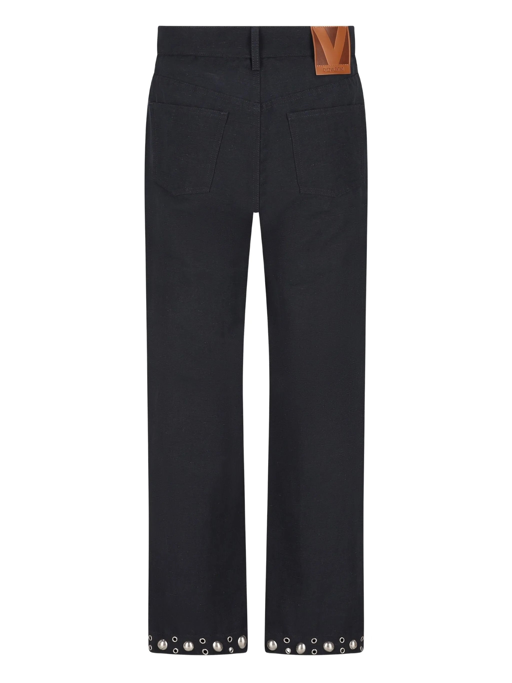 VALENTINO GARAVANI Linen and Cotton Trousers with Stud Details - FW25