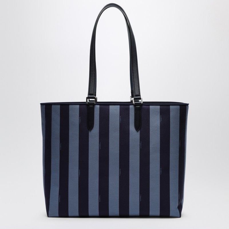 FENDI Striped Fabric Shopper Handbag with Logo