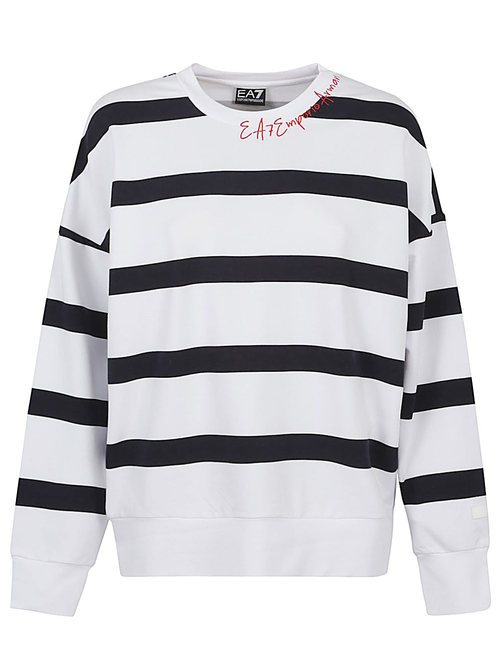 EA7 Women's Crew-Neck Long Sleeve Striped Sweatshirt