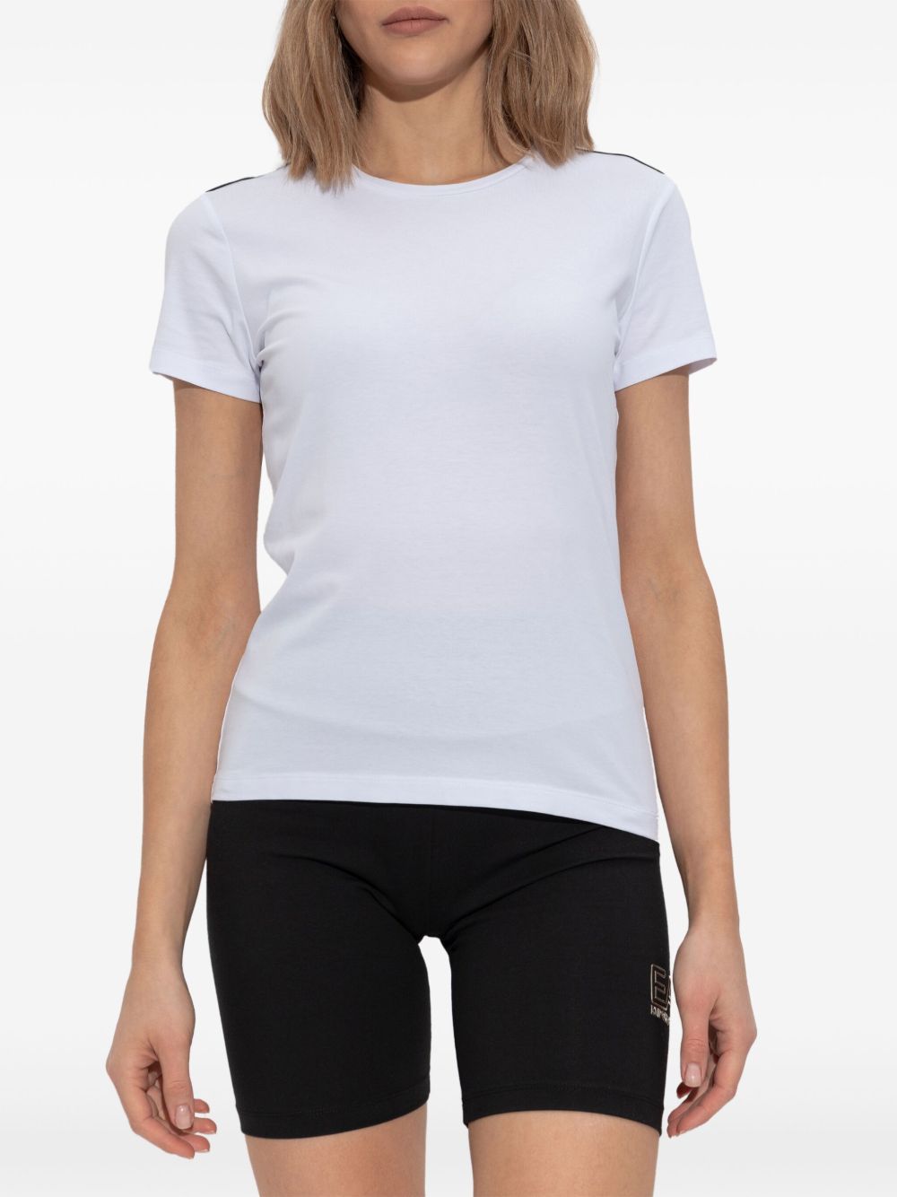 EA7 Women's Logo Cotton T-Shirt with Side Stripe Detail