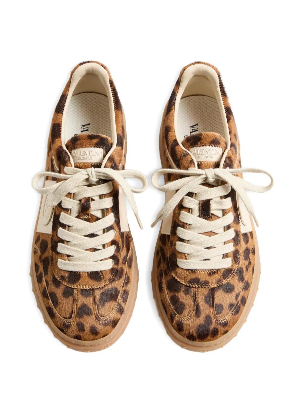 VALENTINO GARAVANI Animalier-Print Calfskin Low-Top Sneakers for Women