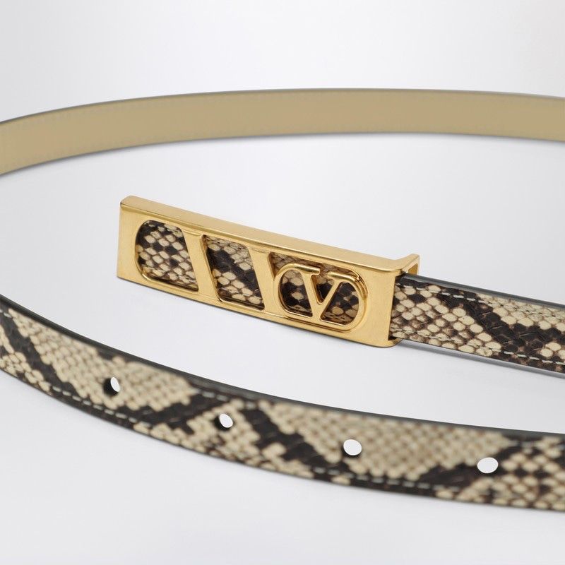 VALENTINO GARAVANI Python-Effect Printed Leather Signature Belt