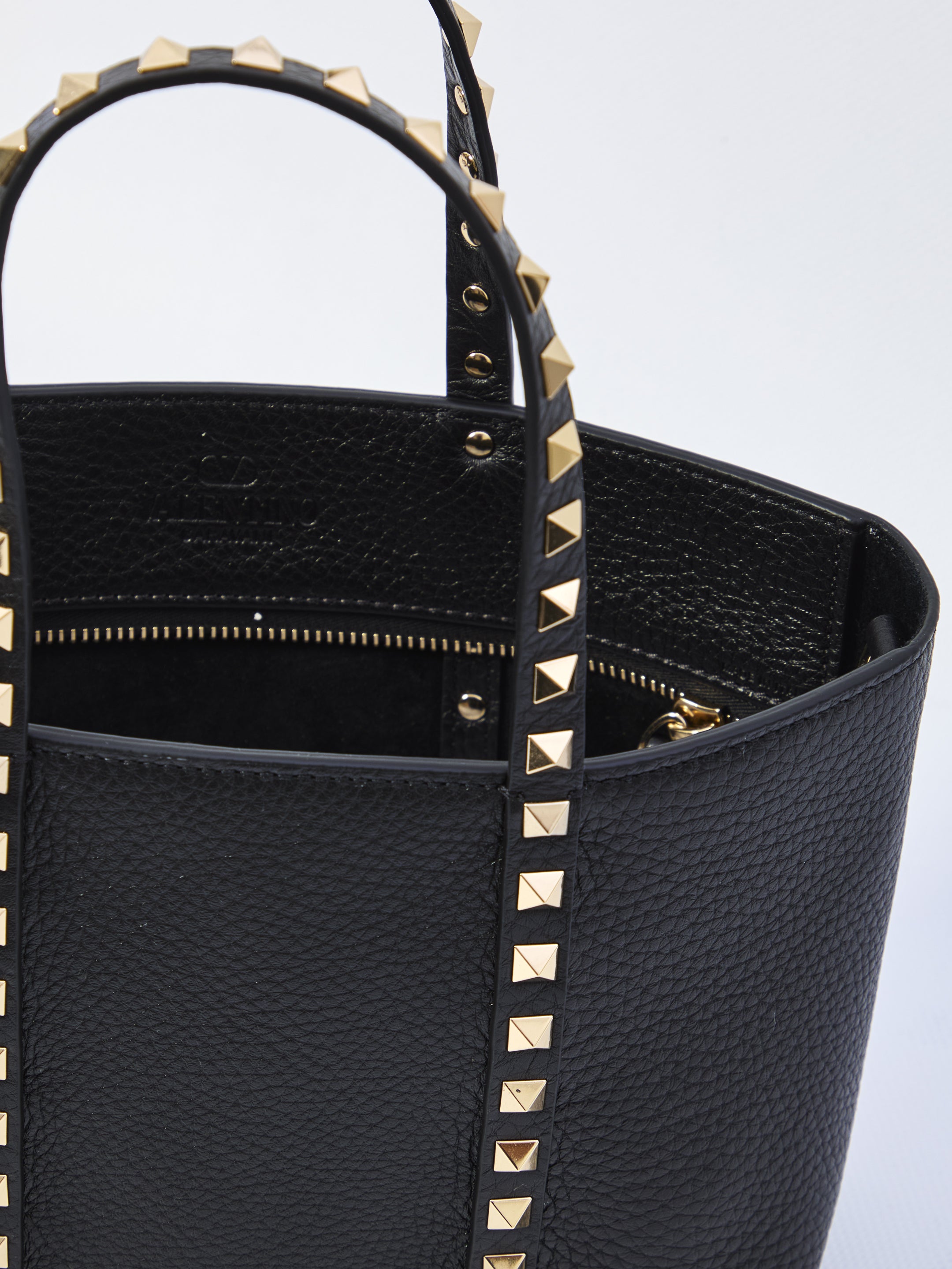 VALENTINO GARAVANI Mini Studded Leather Shopping Handbag