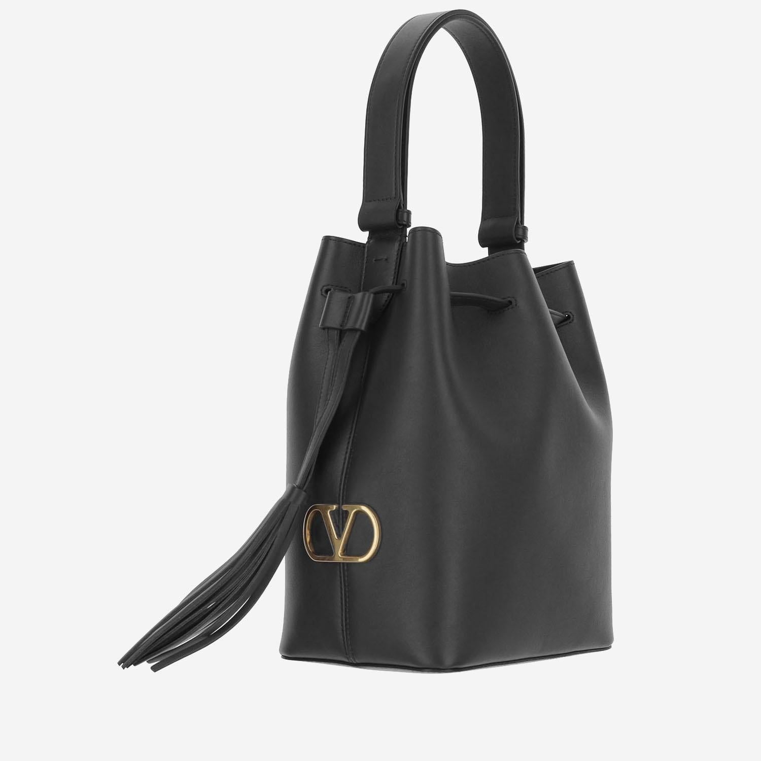 VALENTINO GARAVANI Bucket Handbag with Drawstring Closure and Adjustable Handle