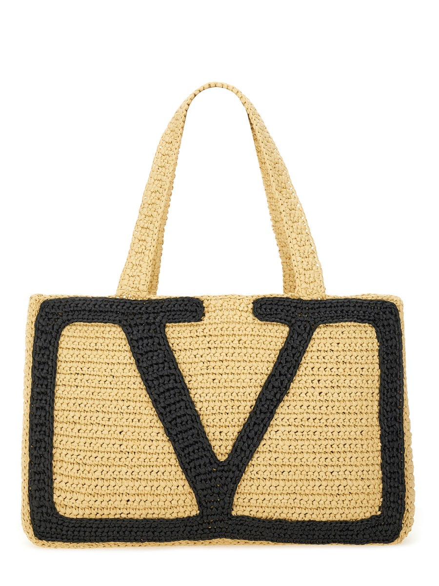 VALENTINO GARAVANI Viva Superstar Large Raffia Shopping Handbag