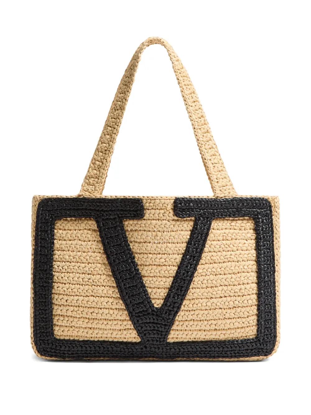 VALENTINO GARAVANI Medium Viva Superstar Raffia Shopping Handbag