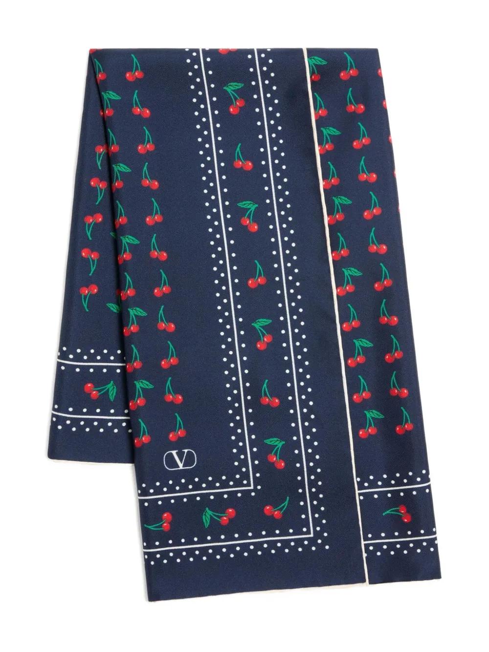 VALENTINO GARAVANI Charming Silk Scarf with Cherries and Polka Dots