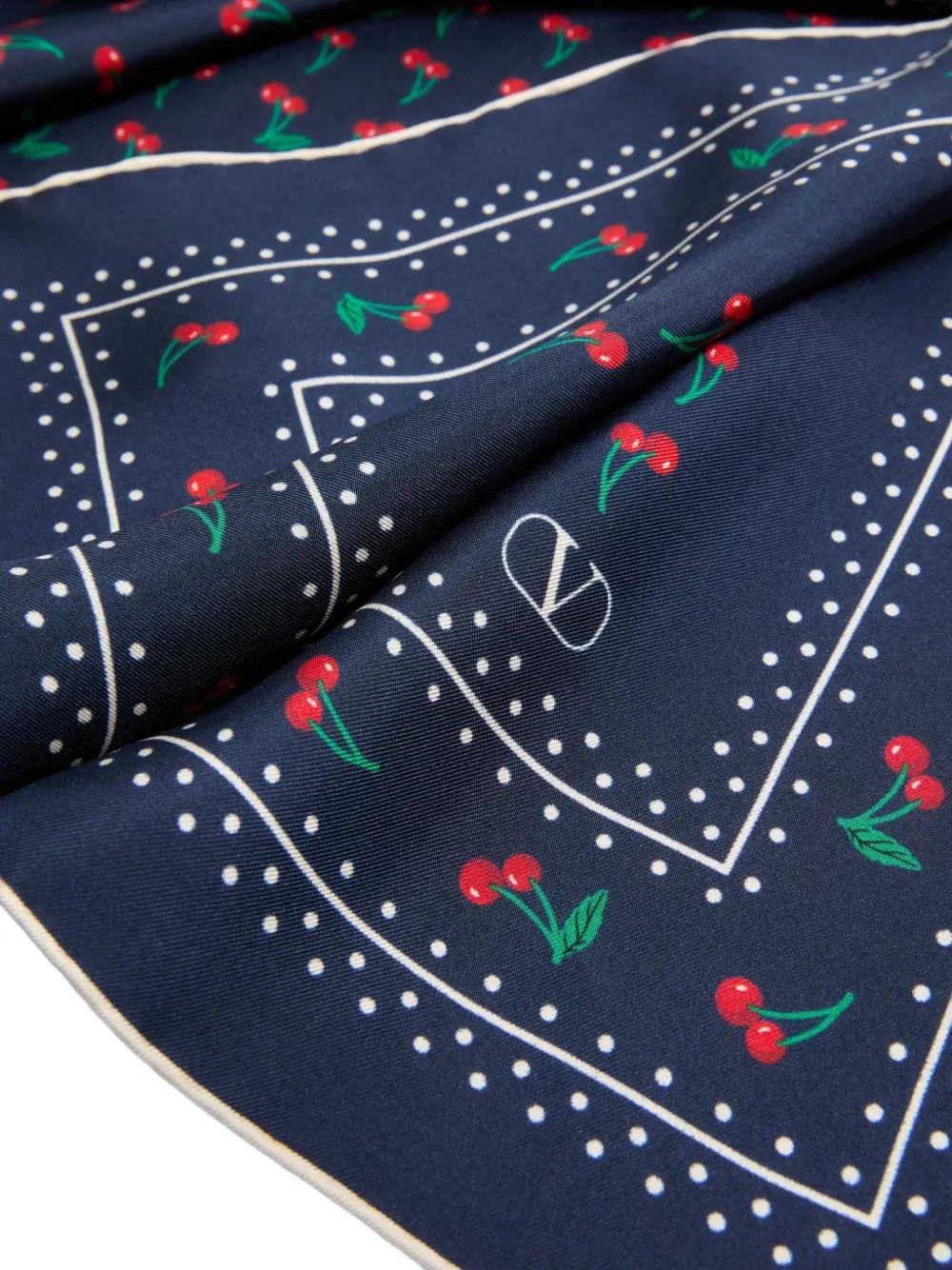 VALENTINO GARAVANI Charming Silk Scarf with Cherries and Polka Dots