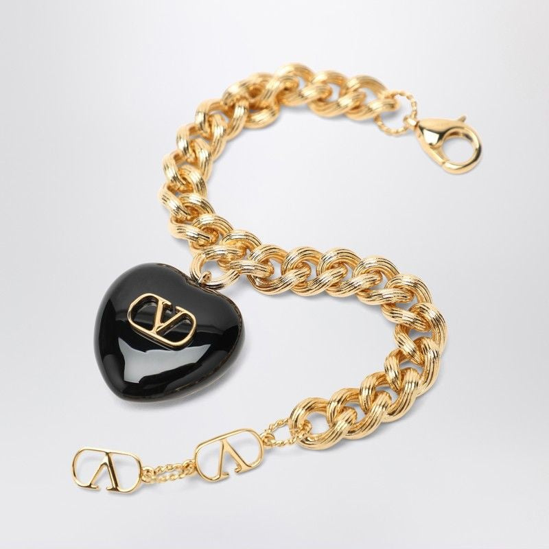 VALENTINO GARAVANI Heart-Shaped Charm Bracelet with Glossy Detail