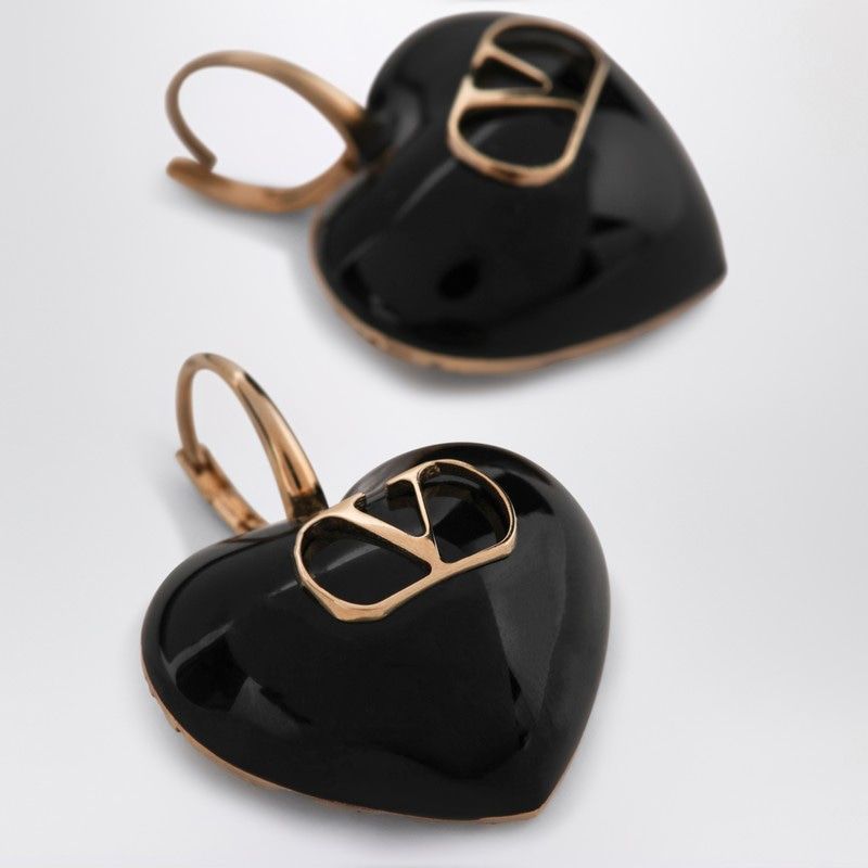 VALENTINO GARAVANI Mini Heart Shaped Earrings with Gold Logo