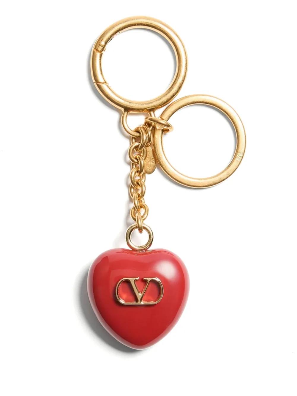 VALENTINO GARAVANI Mini Handbag Charm Keyring with Heart and Vlogo Signature