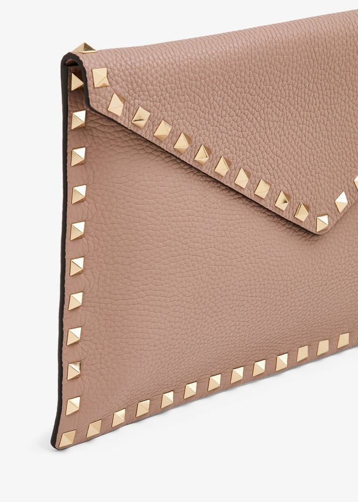 VALENTINO Large Flat Pouch Handbag with Rockstud Detail