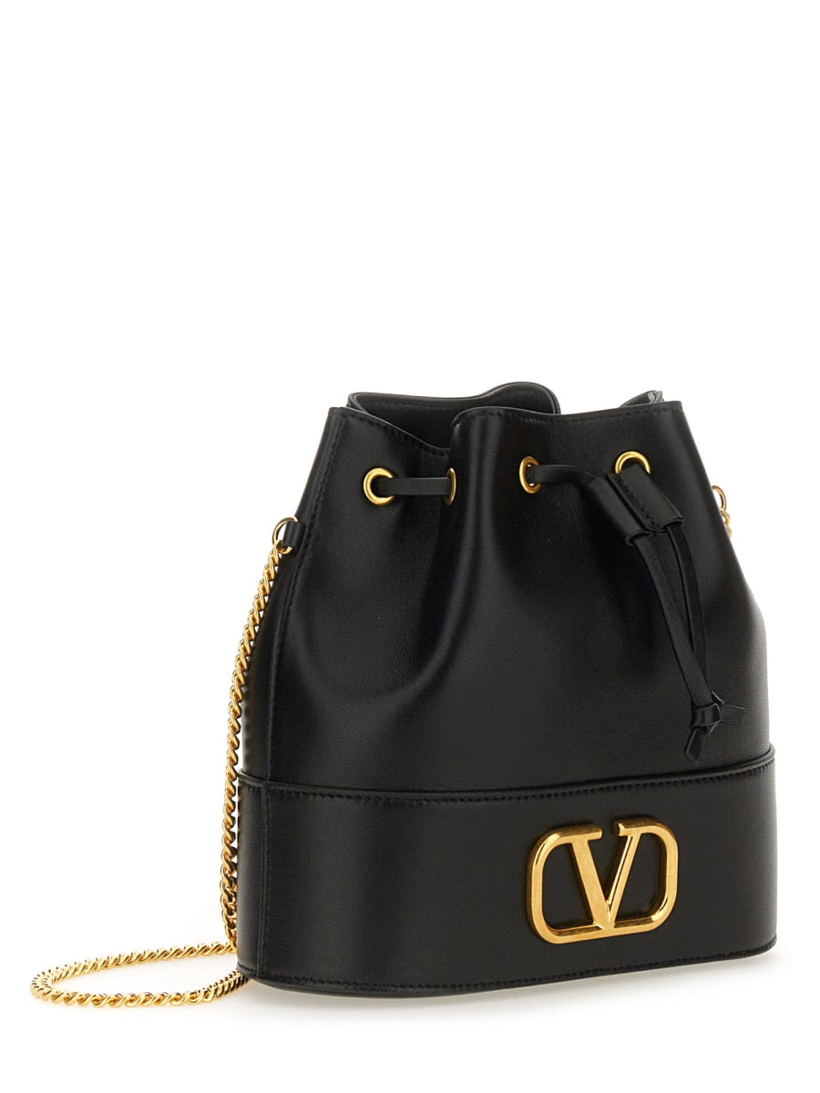 VALENTINO GARAVANI Mini Bucket Handbag with Chain Logo Signature
