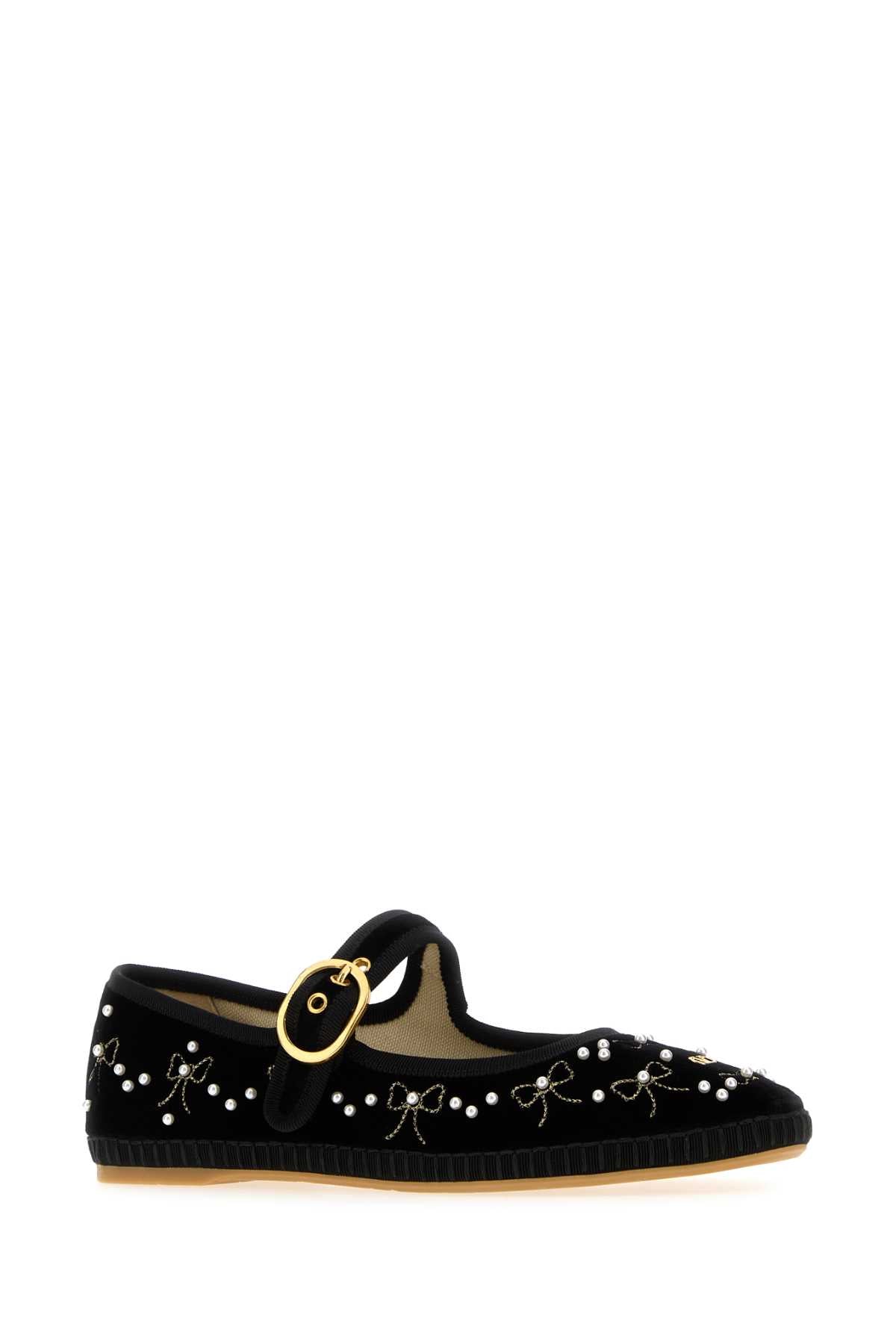 VALENTINO GARAVANI Signature Velvet Ballerina Flats