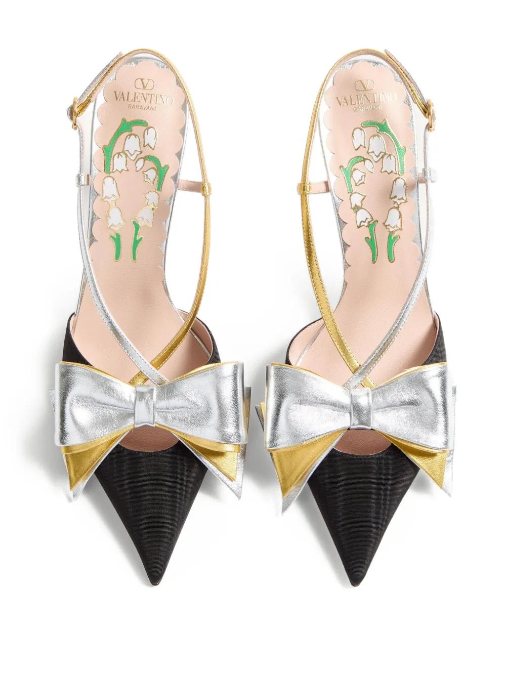 VALENTINO GARAVANI Slingback Bow Pumps with Adjustable Strap
