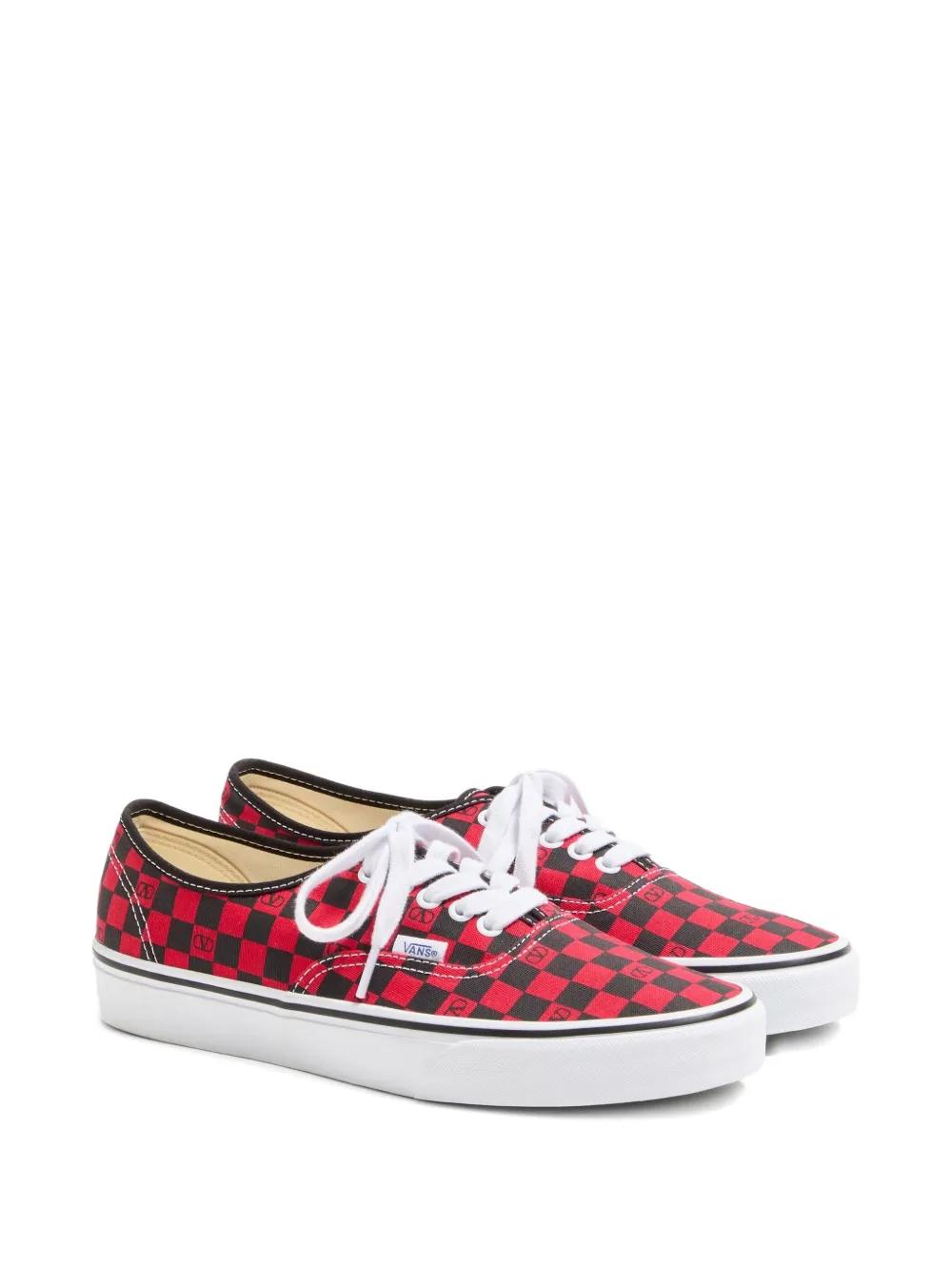 VALENTINO GARAVANI X VANS Collaboration Lowtop Sneakers with Vlogo Checkerboard Print