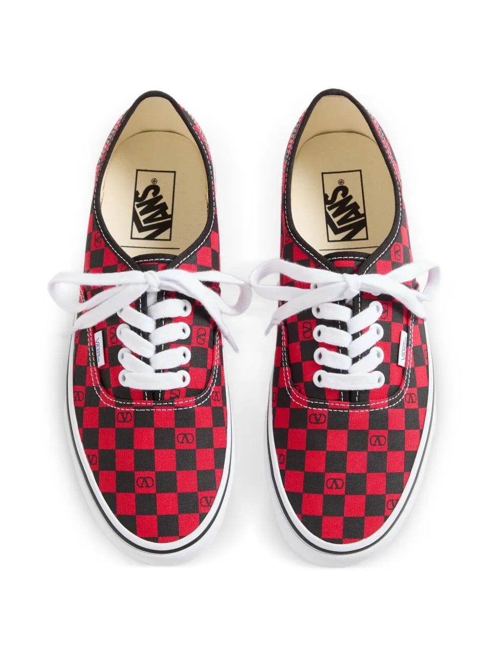 VALENTINO GARAVANI X VANS Collaboration Lowtop Sneakers with Vlogo Checkerboard Print