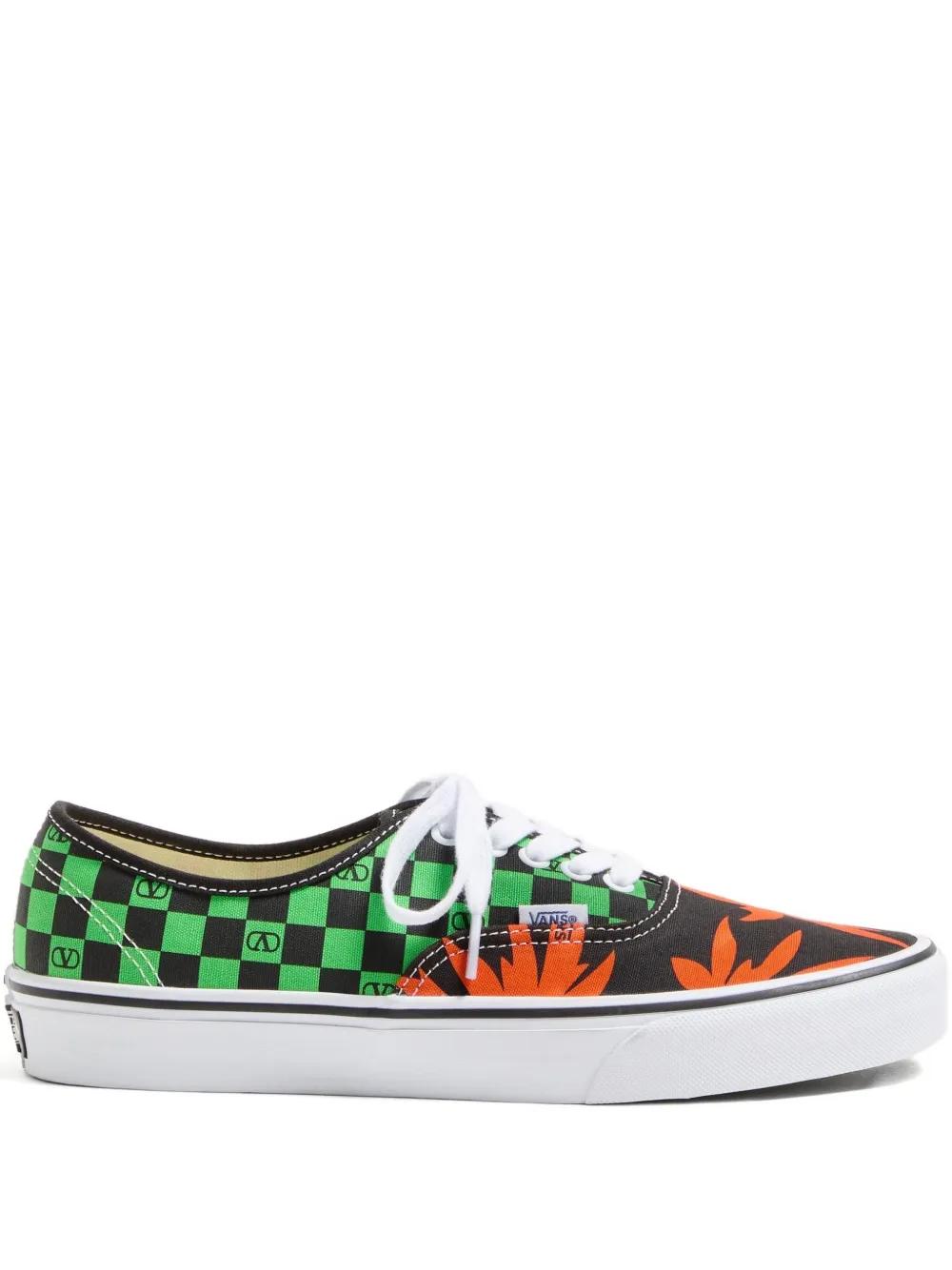 VALENTINO GARAVANI X VANS Lowtop Sneakers with Vlogo Checkerboard Print and Tropical Leaves