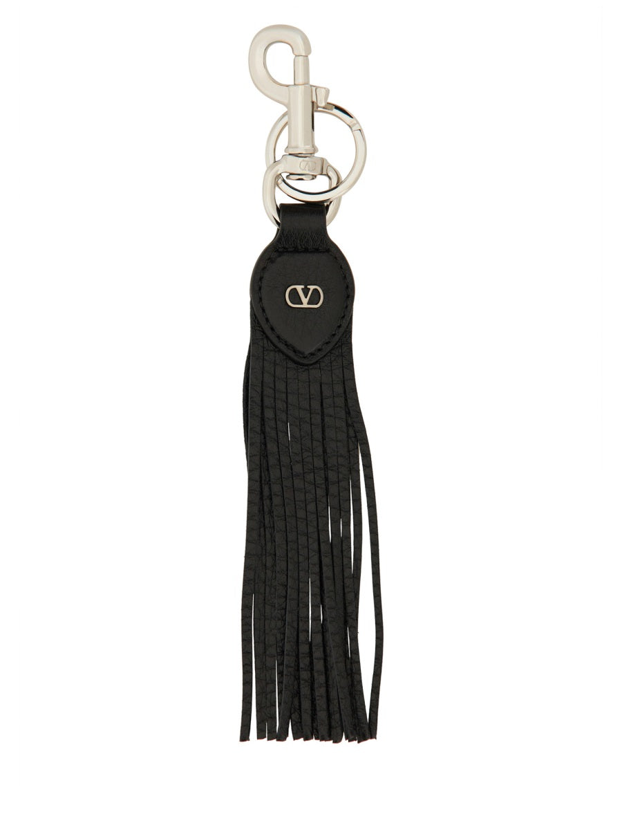 VALENTINO GARAVANI Signature Vlogo Leather Keychain